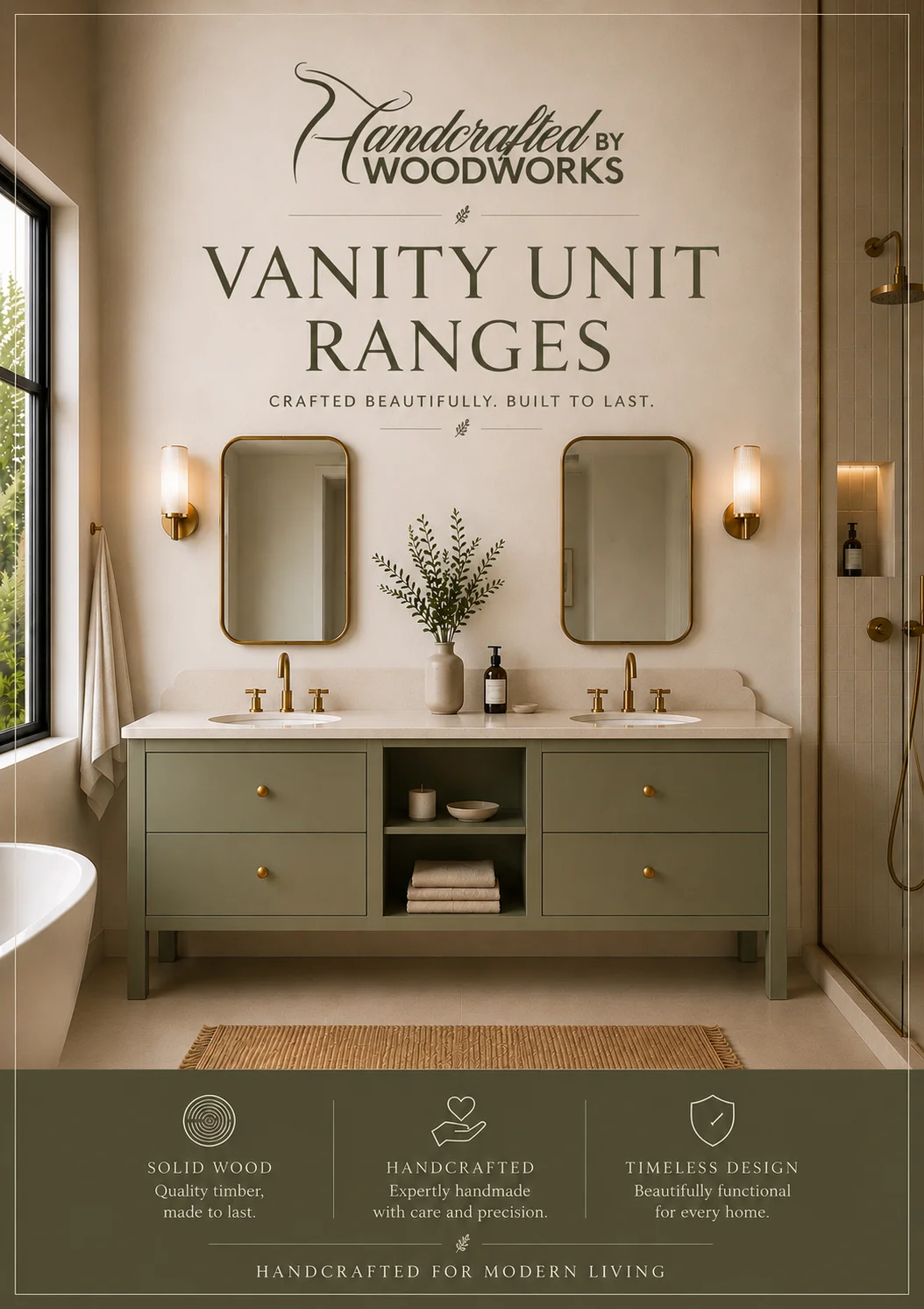 Sage green bathroom vanity unit lifestyle